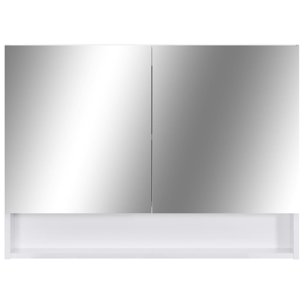 Speilskap med LED hvit 80x15x60 cm MDF