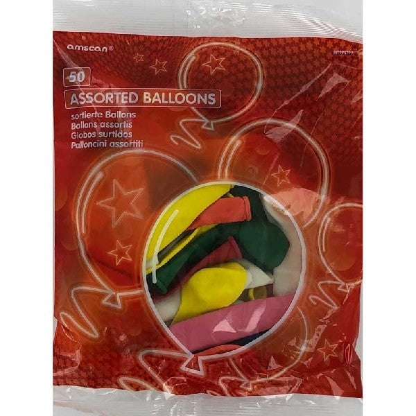 50-pk fargede ballonger mix