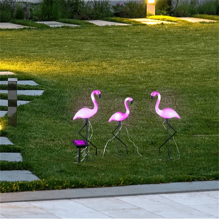 HI Soldrevet LED-stolpelys flamingo 3 stk