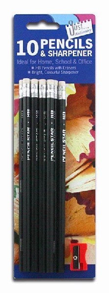10-pk skriveblyant HB med blyantspisser
