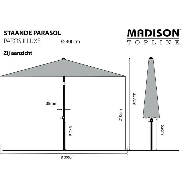 Madison Parasoll Paros II Luxe 300 cm salviegrønn