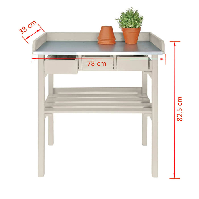 Esschert Design Arbeidsbenk til hage hvit CF29W