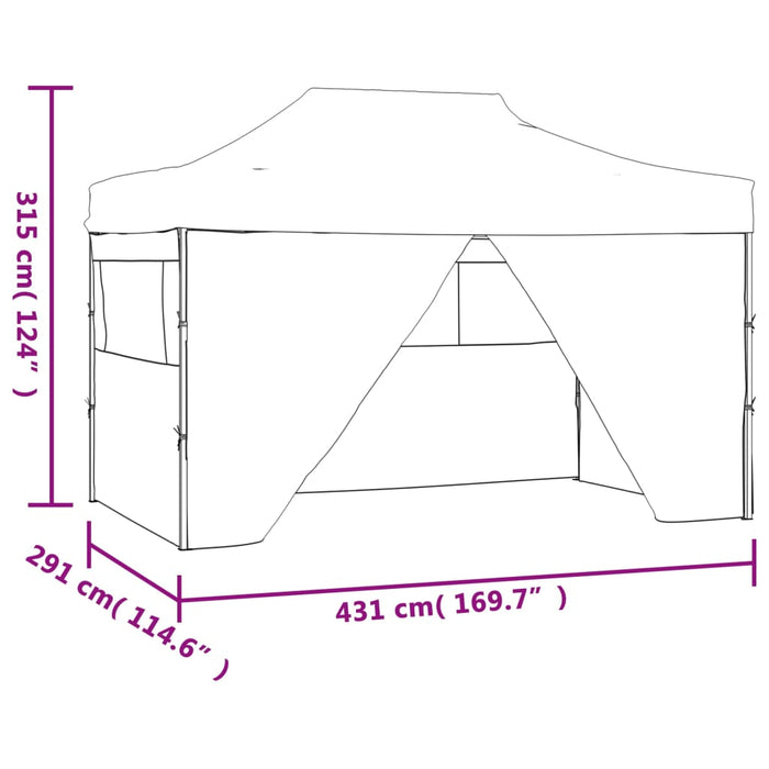 Sammenleggbart telt popup med 4 sidevegger 3x4,5 m blå