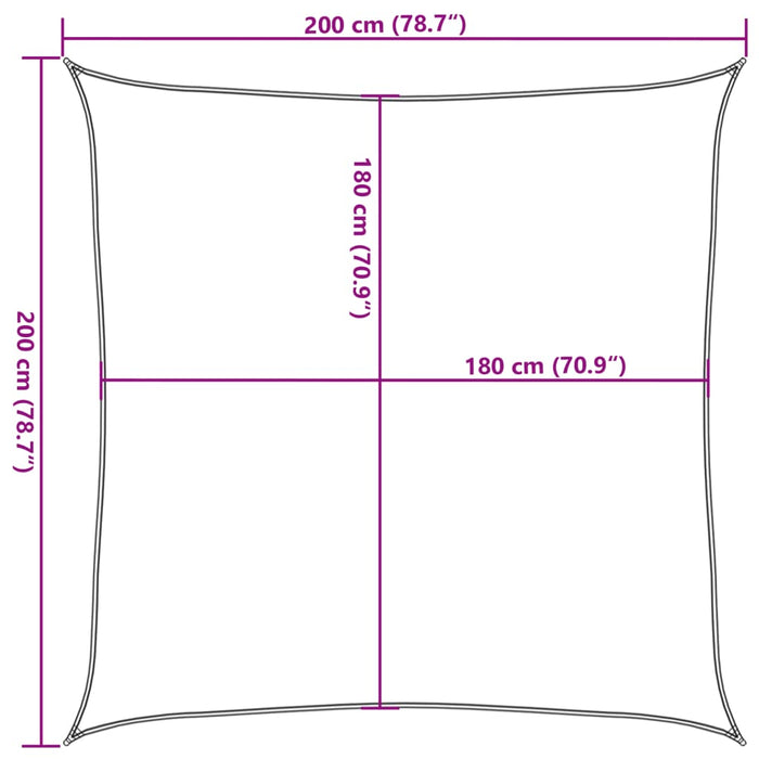 Solseil HDPE firkantet 2x2 m antrasitt