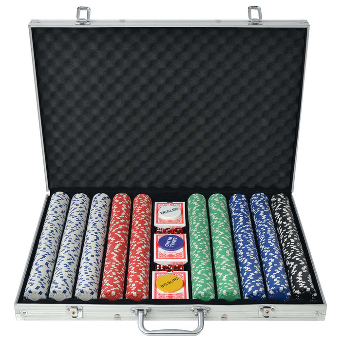 Pokersett med 1000 sjetonger aluminium