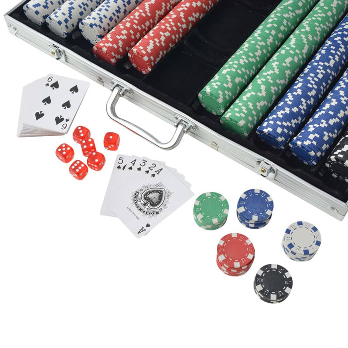 Pokersett med 1000 sjetonger aluminium