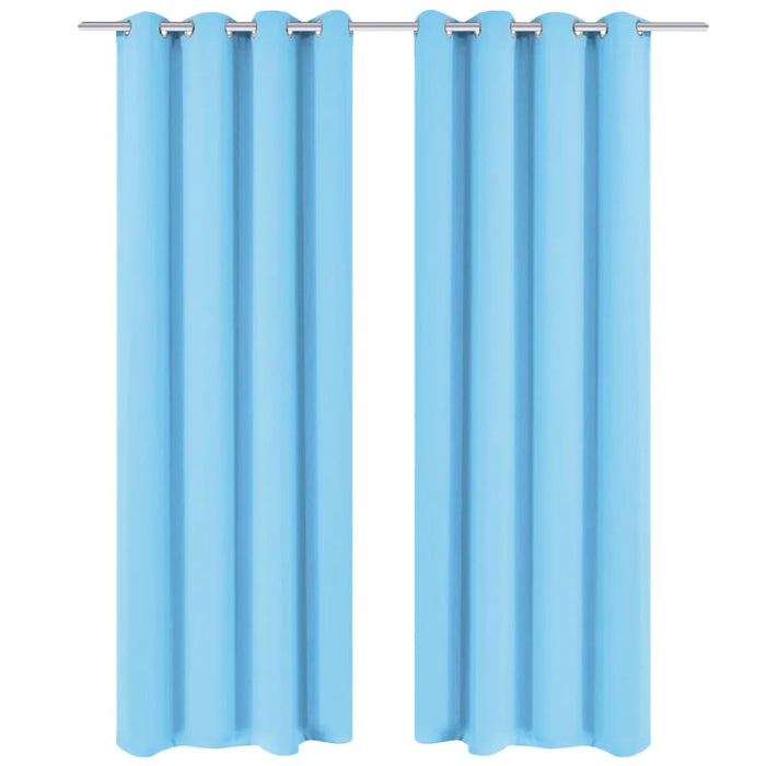 Lystette gardiner 2 stk med metallmaljer 135x175 cm turkis