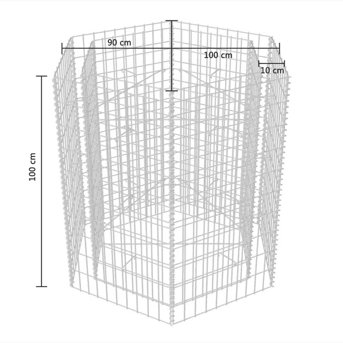 Gabion høybed sekskantet 100x90x100 cm