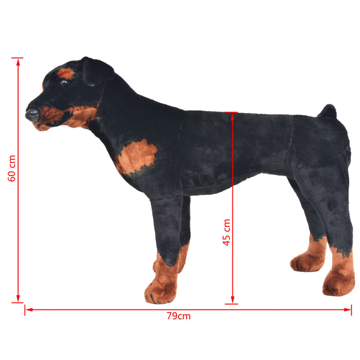 Stående lekehund rottweiler plysj svart og brun XXL