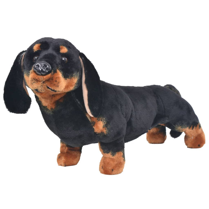 Stående lekehund dachshund plysj svart XXL