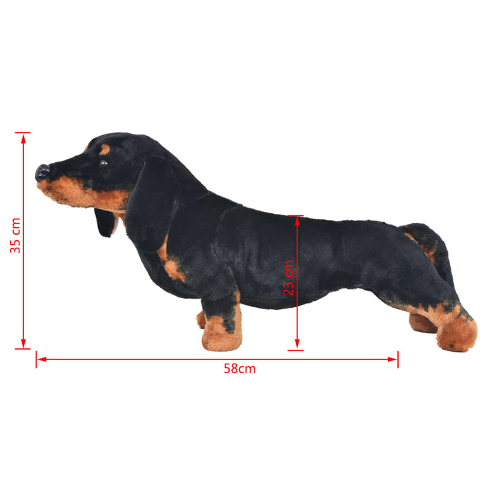 Stående lekehund dachshund plysj svart XXL