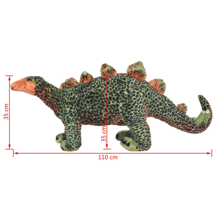 Stående lekedinosaur stegosaurus grønn og oransje XXL