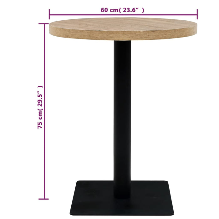 Bistrobord MDF og stål rund 60x75 cm eikefarge