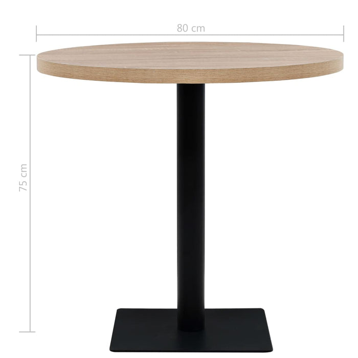 Bistrobord MDF og stål rund 80x75 cm eikefarge