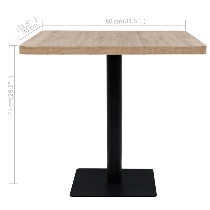 Bistrobord MDF og stål firkantet 80x80x75 cm eikefarge