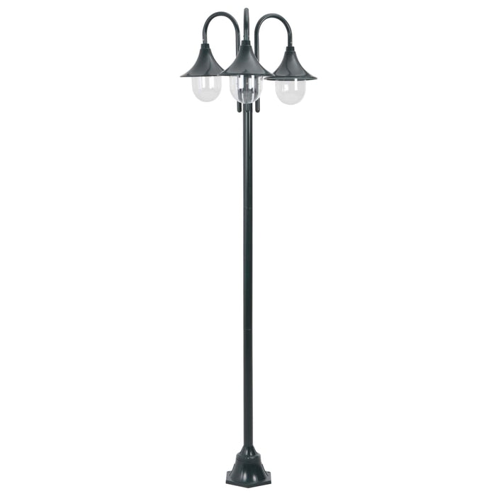 Hagelyktestolpe E27 220 cm aluminium 3 lamper mørkegrønn