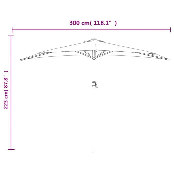 Balkongparasoll med aluminiumsstang sandfarget 300x155 cm halv