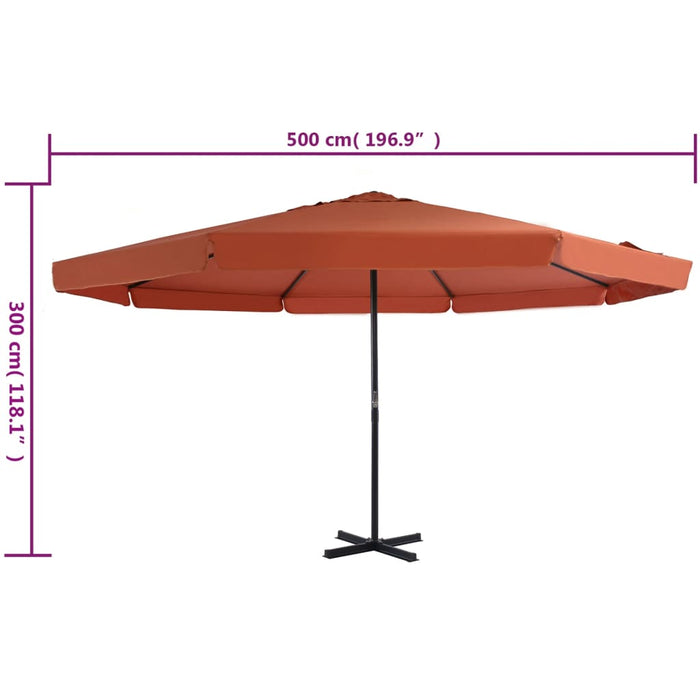 Parasoll med aluminiumsstang 500 cm terrakotta