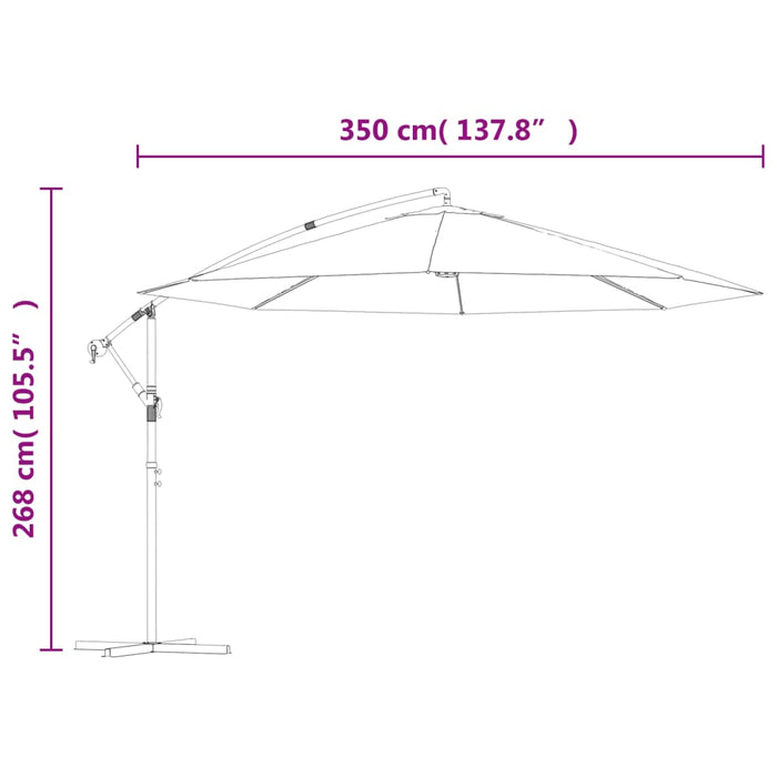 Hengeparasoll med aluminiumsstang 350 cm antrasitt