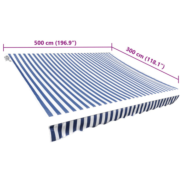 Markiseduk 500x300 cm blå og hvit
