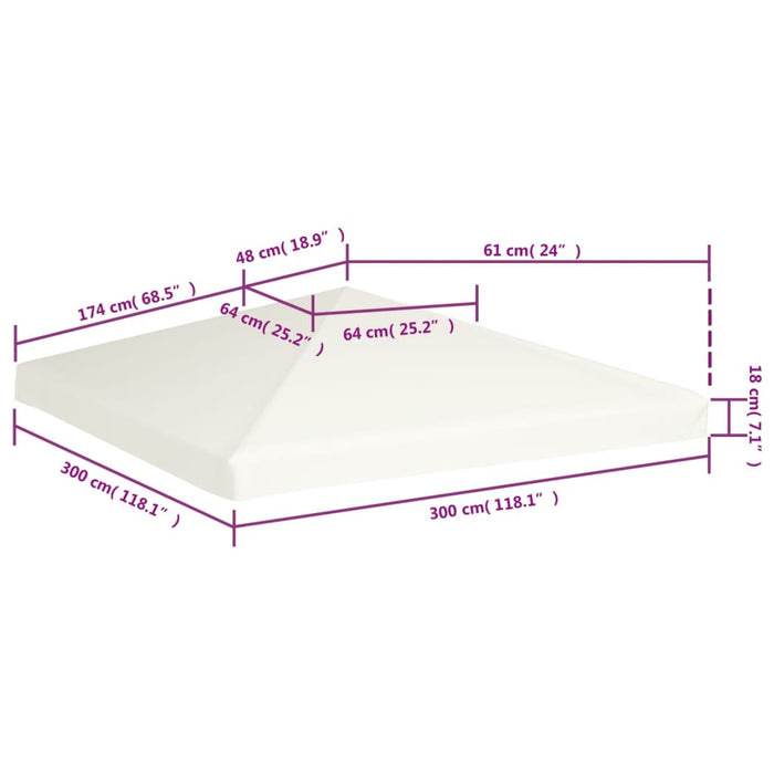 Toppduk til paviljong 310 g/m² 3x3 m kremhvit