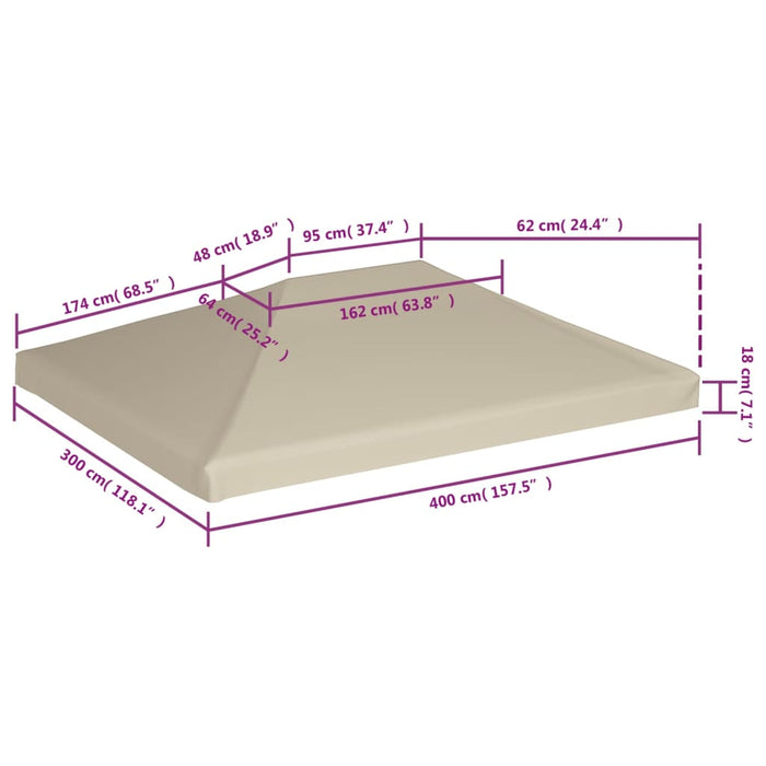 Toppduk til paviljong 310 g/m² 4x3 m beige