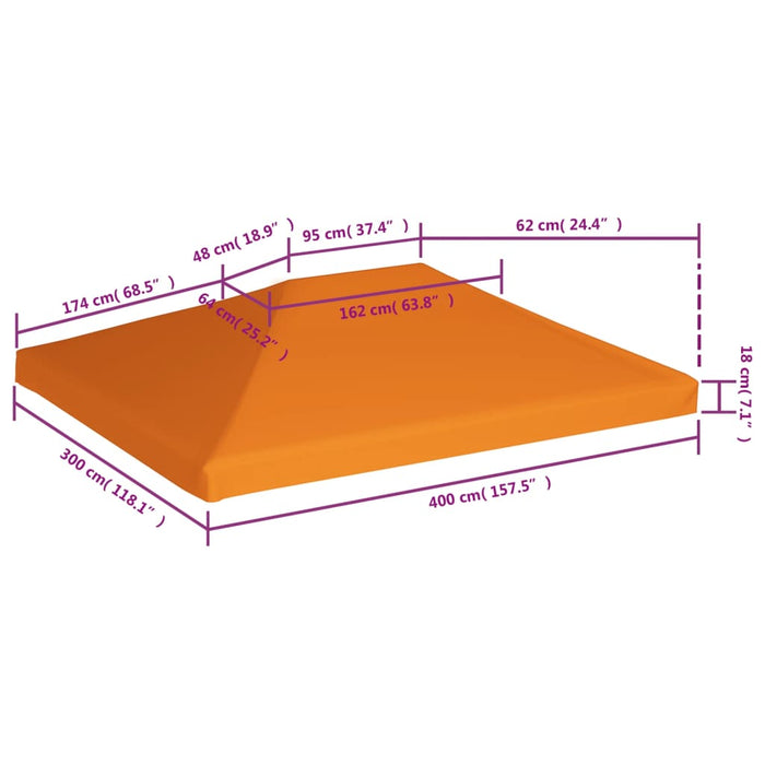 Toppduk til paviljong 310 g/m² 4x3 m oransje