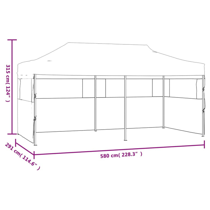 Foldbart popup festtelt med sidevegger 3x6 m antrasitt