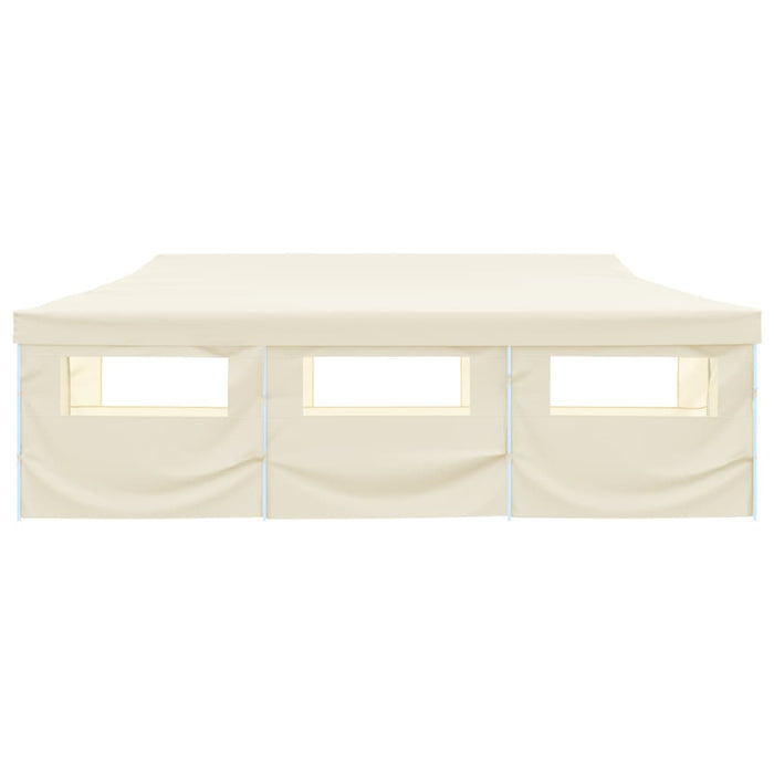 Sammenleggbart festtelt popup med 8 sidevegger 3x9 m kremhvit