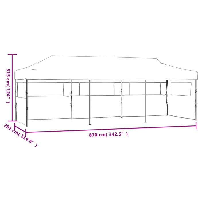 Sammenleggbart festtelt popup med 5 sidevegger 3x9 m blå