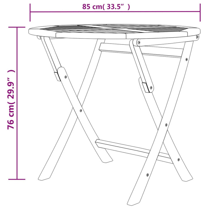 Sammenleggbart hagebord 85x76 cm heltre teak