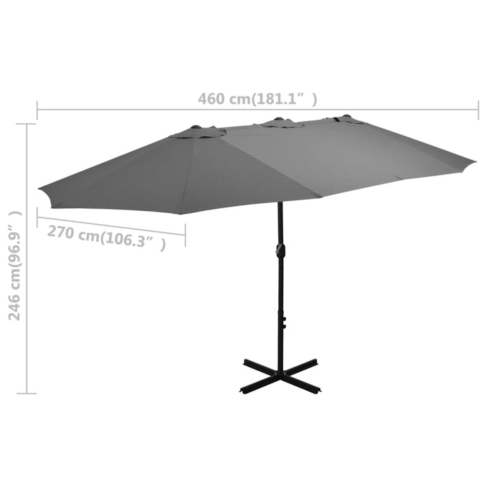 Parasoll med aluminiumsstang 460x270 cm antrasitt