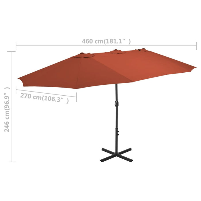 Parasoll med aluminiumsstang 460x270 cm terrakotta