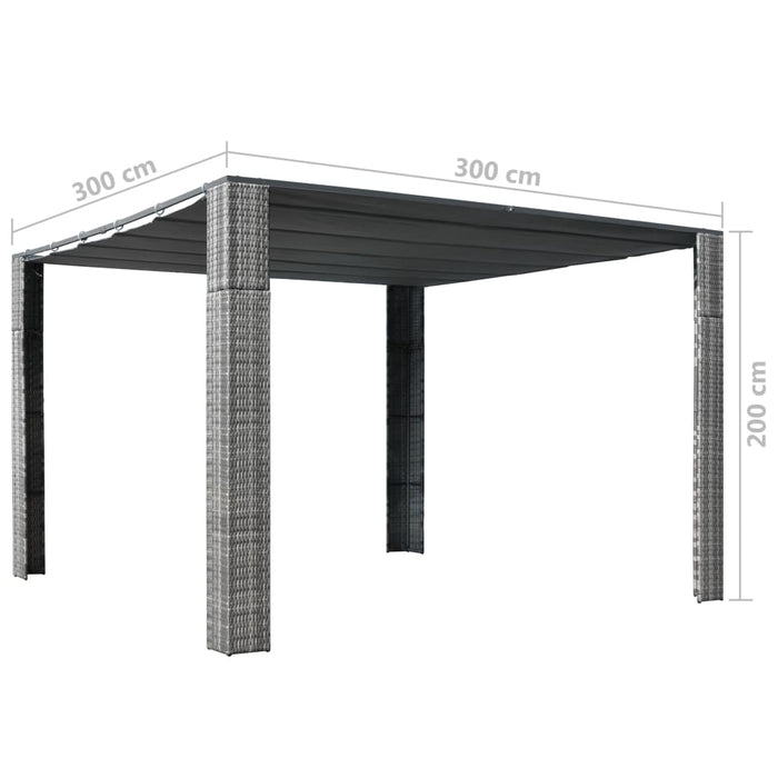 Paviljong med tak polyrotting 300x300x200 cm grå og antrasitt