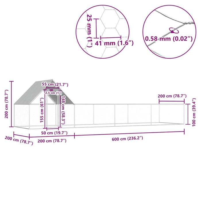 Hønsehus 8x2x2 m galvanisert stål