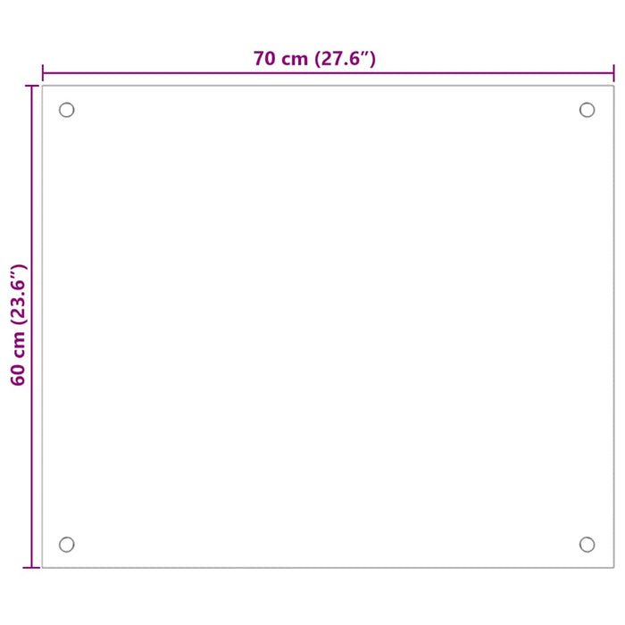 Kjøkkenplate gjennomsiktig 70x60 cm herdet glass