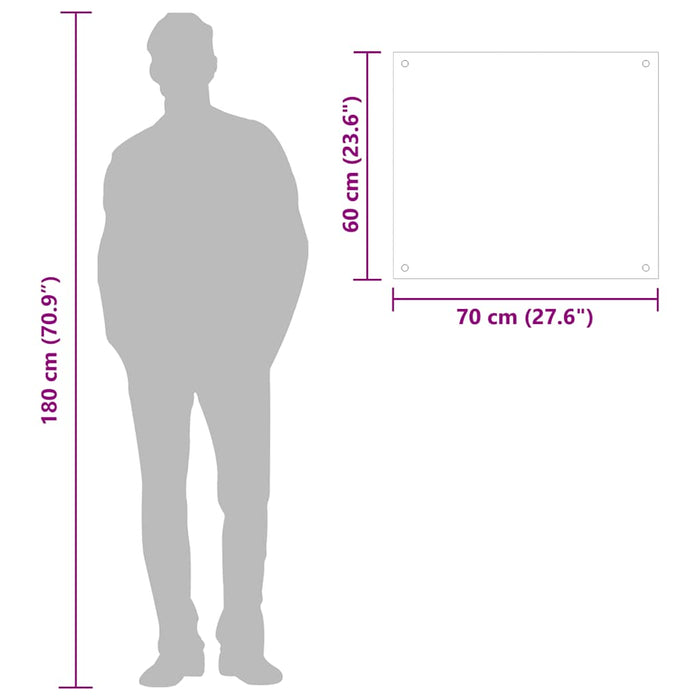 Kjøkkenplate gjennomsiktig 70x60 cm herdet glass