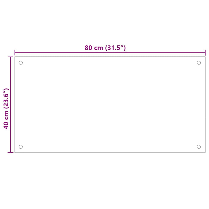 Kjøkkenplate gjennomsiktig 80x40 cm herdet glass