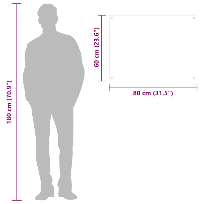 Kjøkkenplate gjennomsiktig 80x60 cm herdet glass