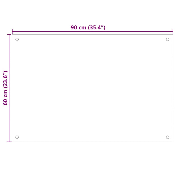 Kjøkkenplate gjennomsiktig 90x60 cm herdet glass