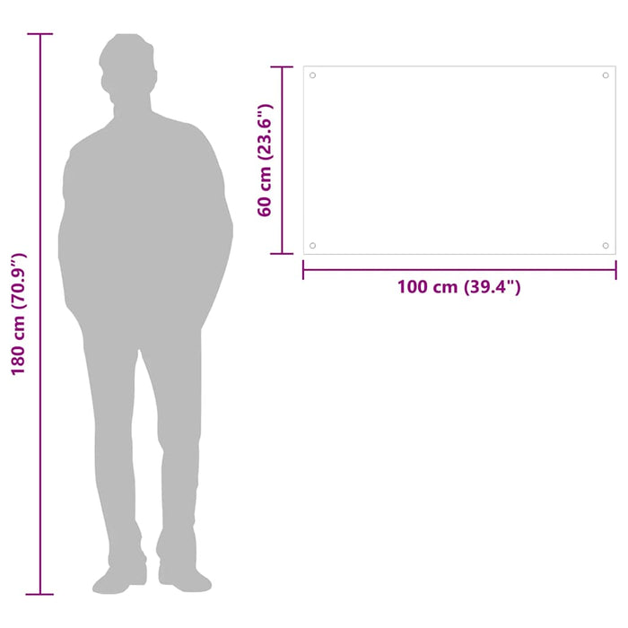 Kjøkkenplate gjennomsiktig 100x60 cm herdet glass