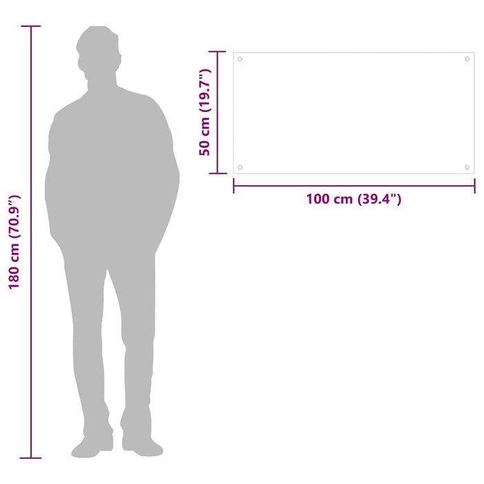 Kjøkkenplate svart 100x50 cm herdet glass