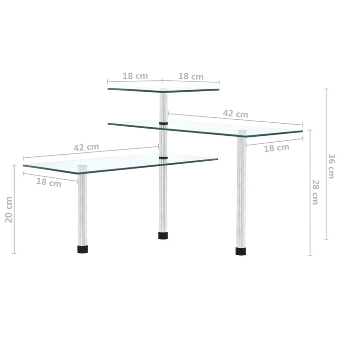 Hjørnekjøkkenhylle 3 nivå herdet glass