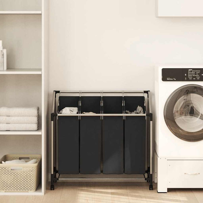 Skittentøyskurv med fire poser svart grå