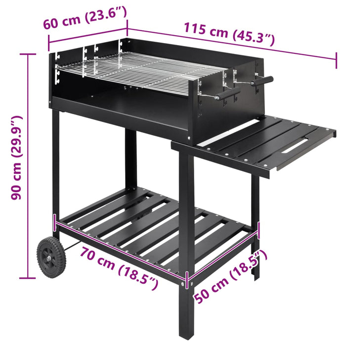 BBQ Stand barbeque grill med 2 hjul