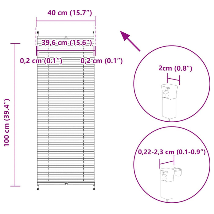 Plissegardiner 40x100cm Hvit
