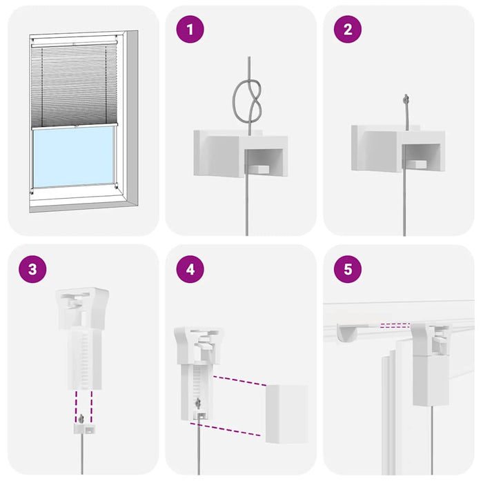 Plisségardiner 40x150cm hvit