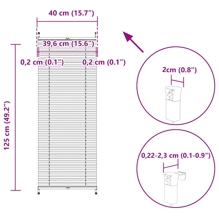 Plissegardiner 40 x 125 cm Krem