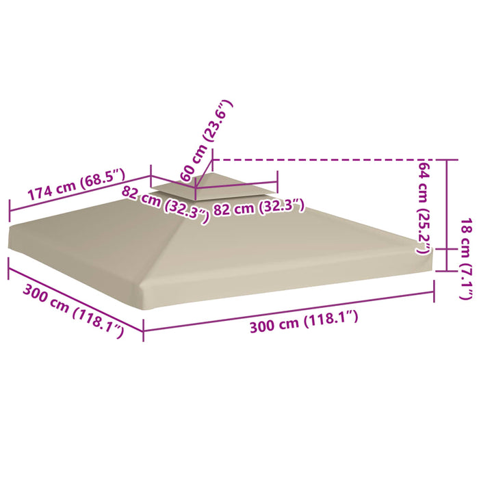 Erstatningstrekk for paviljong 310 g/m² beige 3 x 3 m