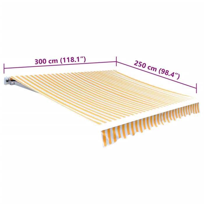 Markiseduk solsikkegul og hvit 3 x 2,5 m (ramme ikke inkludert)